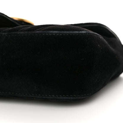 Gucci Velvet Matelasse Mini GG Marmont Shoulder Bag Black 10 of 16