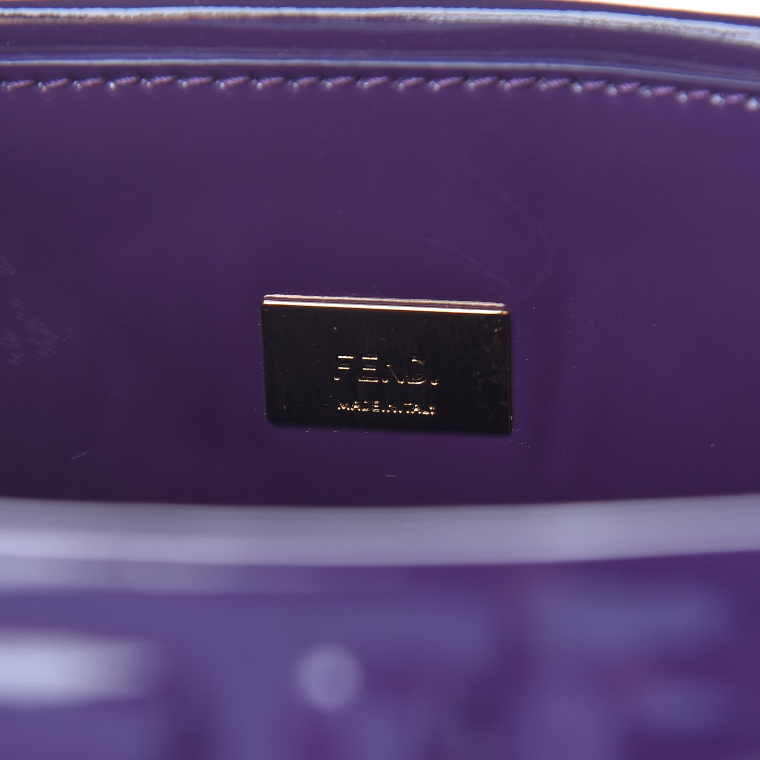 Fendi Patent FF 1974 Embossed Small Shopping Flap Bag Viola 6 of 9