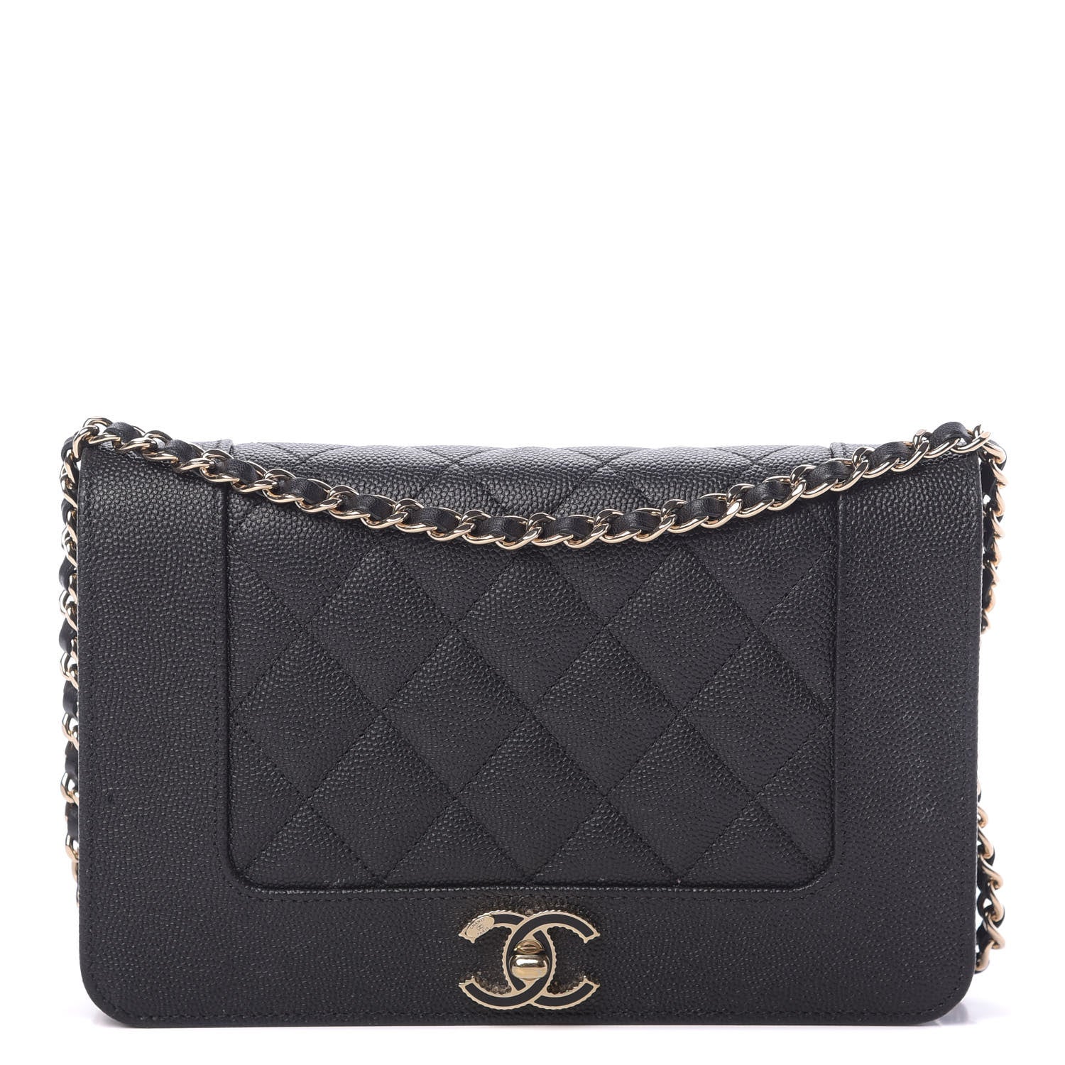 Chanel Caviar Quilted Vintage Mademoiselle Wallet On Chain WOC Black 1 of 20