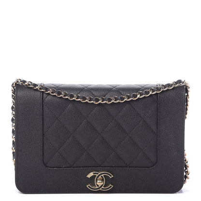 Chanel Caviar Quilted Vintage Mademoiselle Wallet On Chain WOC Black 1 of 20