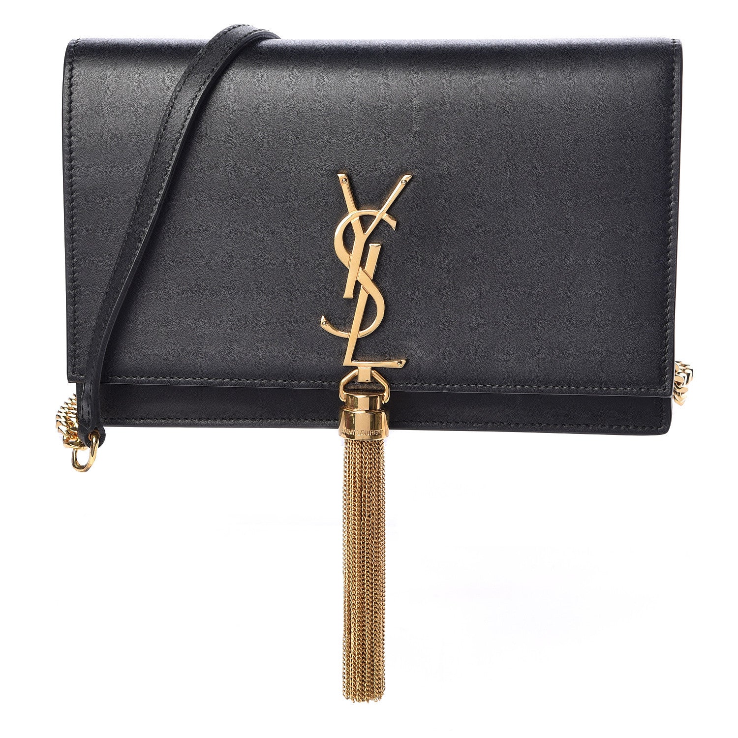 Saint Laurent Smooth Calfskin Classic Monogram Kate Tassel Chain Wallet Black 1 of 16
