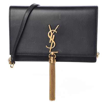 Saint Laurent Smooth Calfskin Classic Monogram Kate Tassel Chain Wallet Black 1 of 16