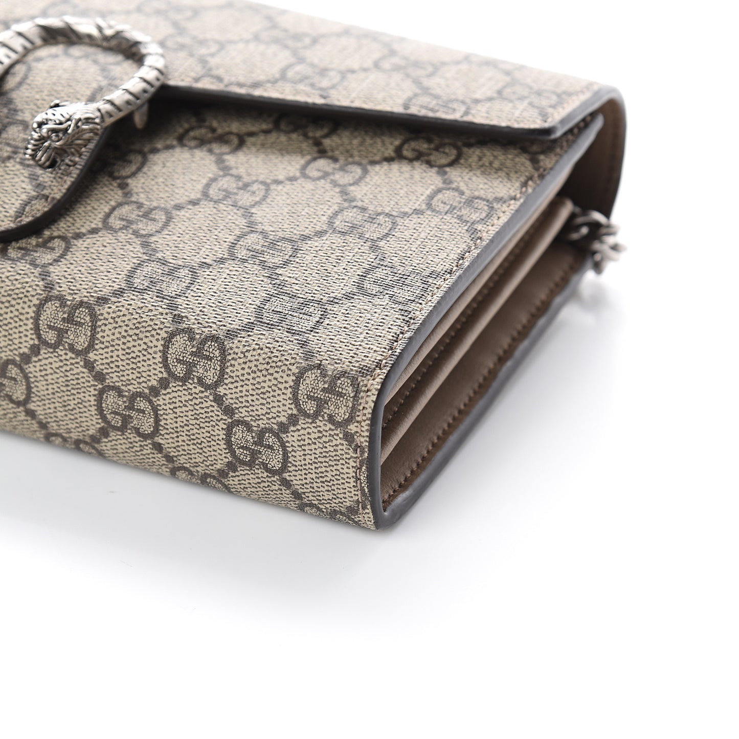 GG Supreme Monogram Mini Dionysus Chain Wallet Beige Taupe