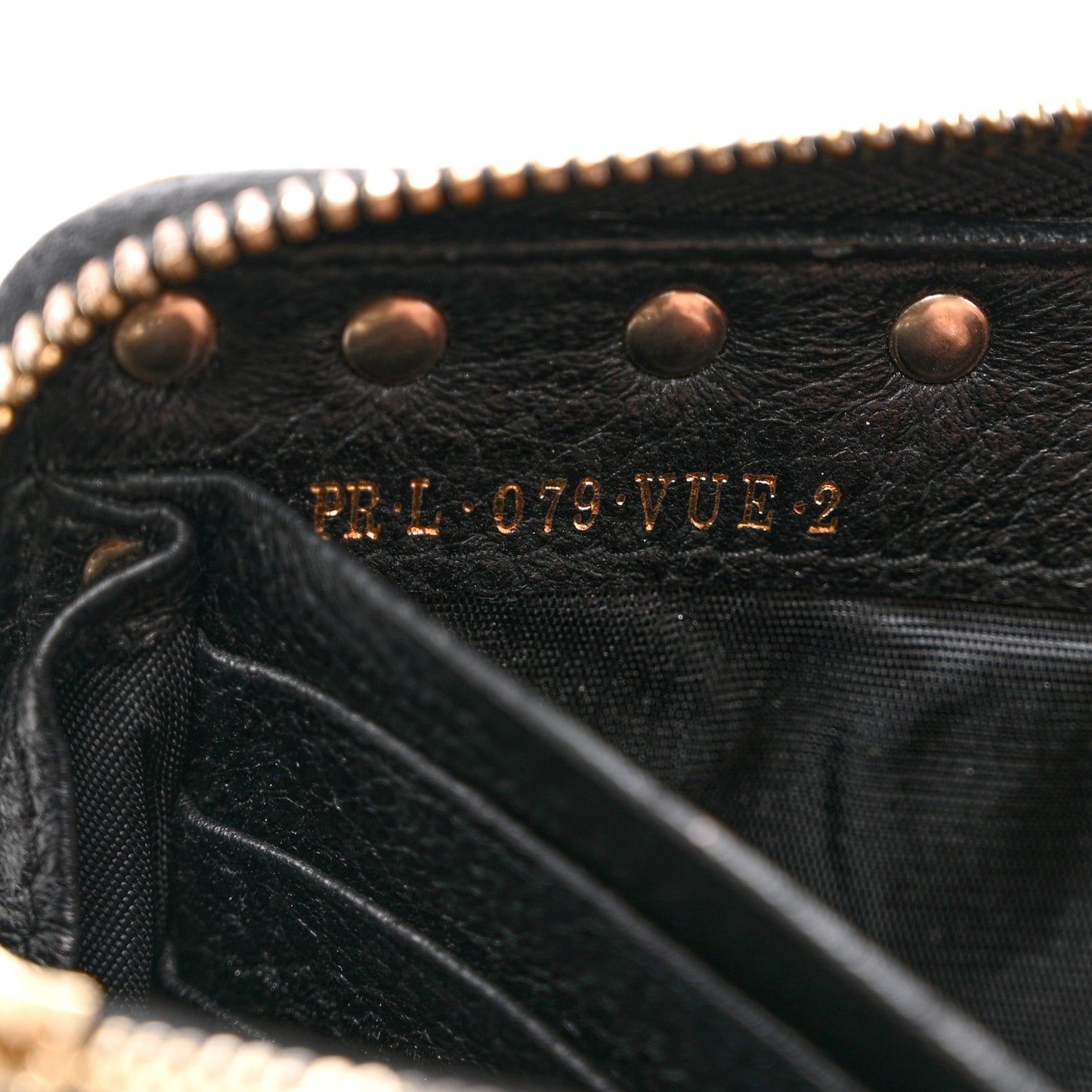Metallic Pebbled Calfskin Rockstud Zip Around Wallet Skin