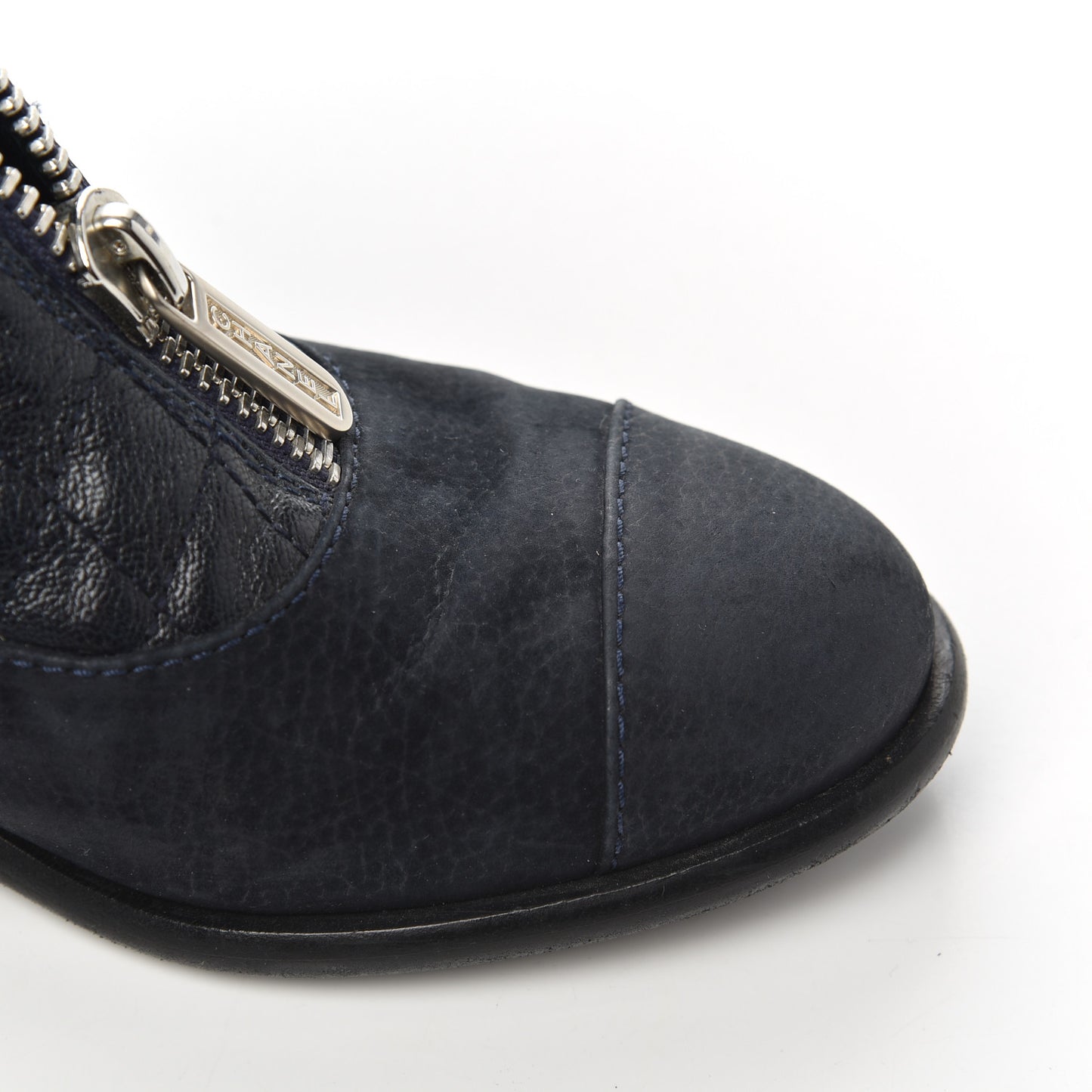 Suede Goatskin Fantasy Quilted Short Boots 37.5 Navy