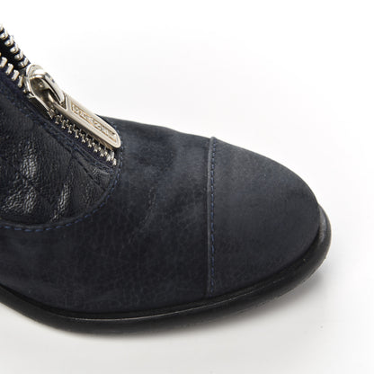 Chanel Suede Goatskin Fantasy Quilted Short Boots 37.5 Navy 12 of 20