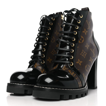 Louis Vuitton Patent Calfskin Monogram Star Trail Ankle Boots 41 Black 3 of 8