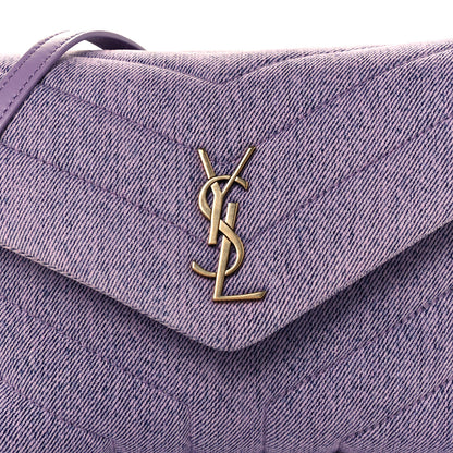 Saint Laurent Denim Y Quilted Monogram Toy Loulou Crossbody Bag Bleached Lilac 9 of 12