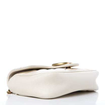 Gucci Calfskin Matelasse Super Mini GG Marmont Shoulder Bag White 4 of 9