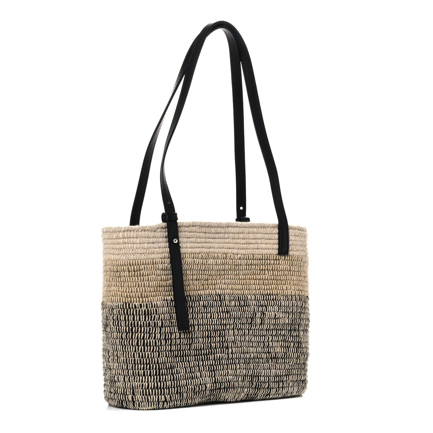 Raffia Square Small Basket Tote Bag Ombre Black