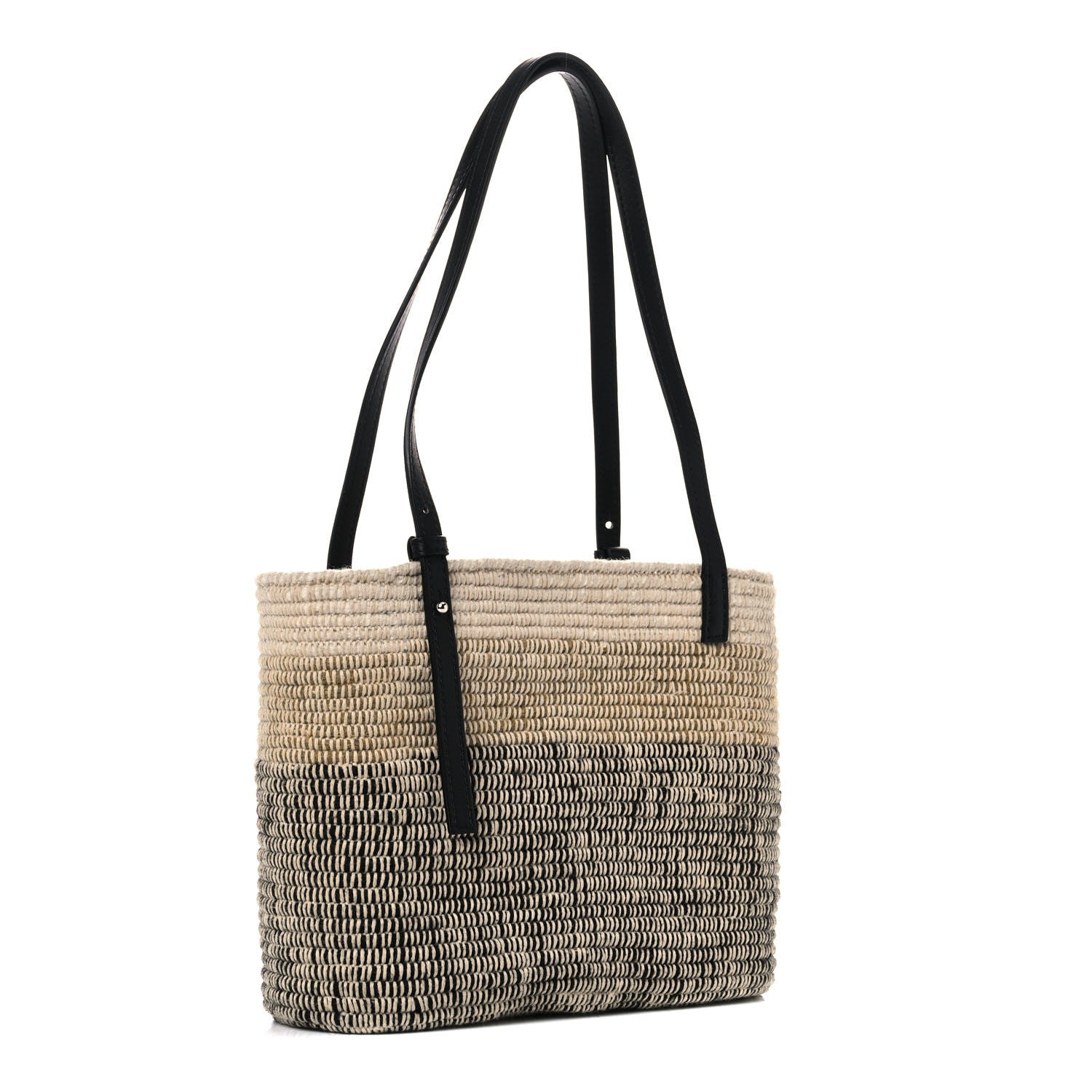 Loewe Raffia Square Small Basket Tote Bag Ombre Black 3 of 8