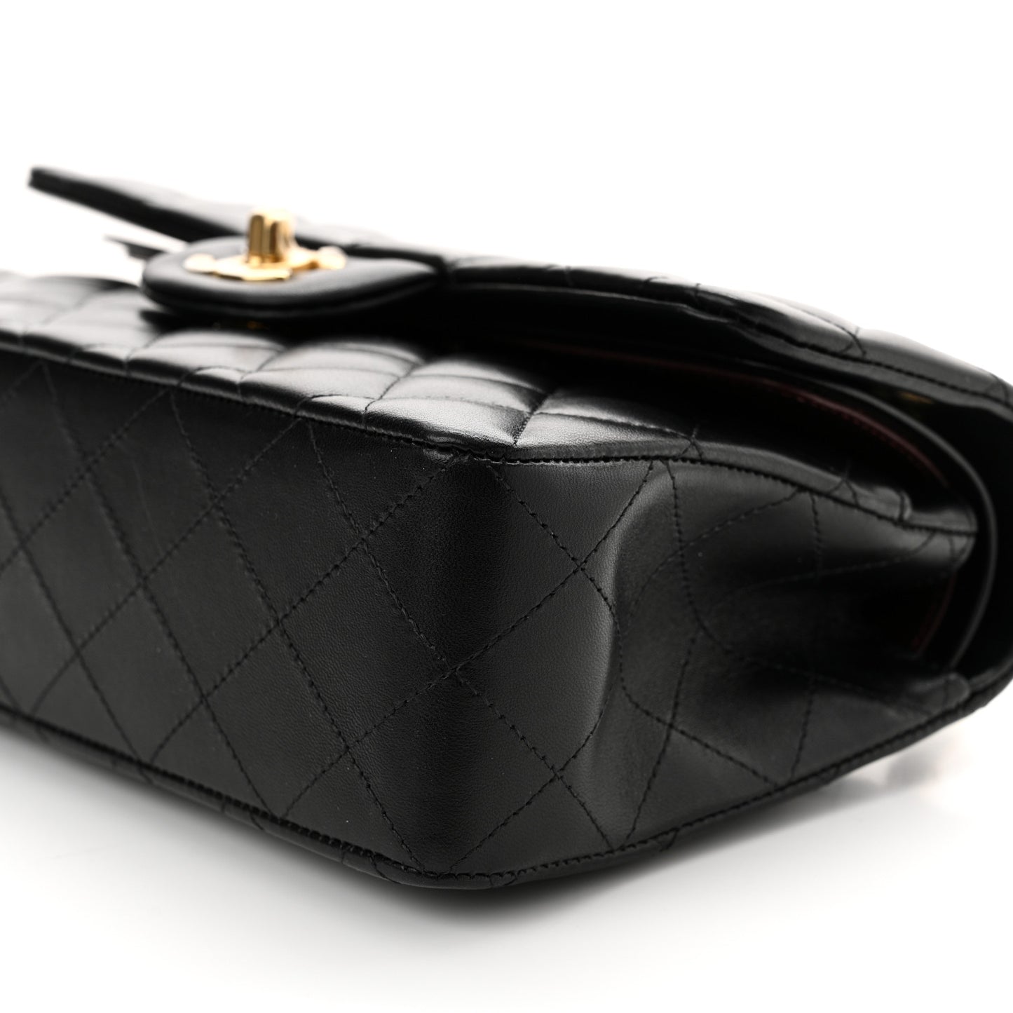 Lambskin Quilted Small Double Flap Black