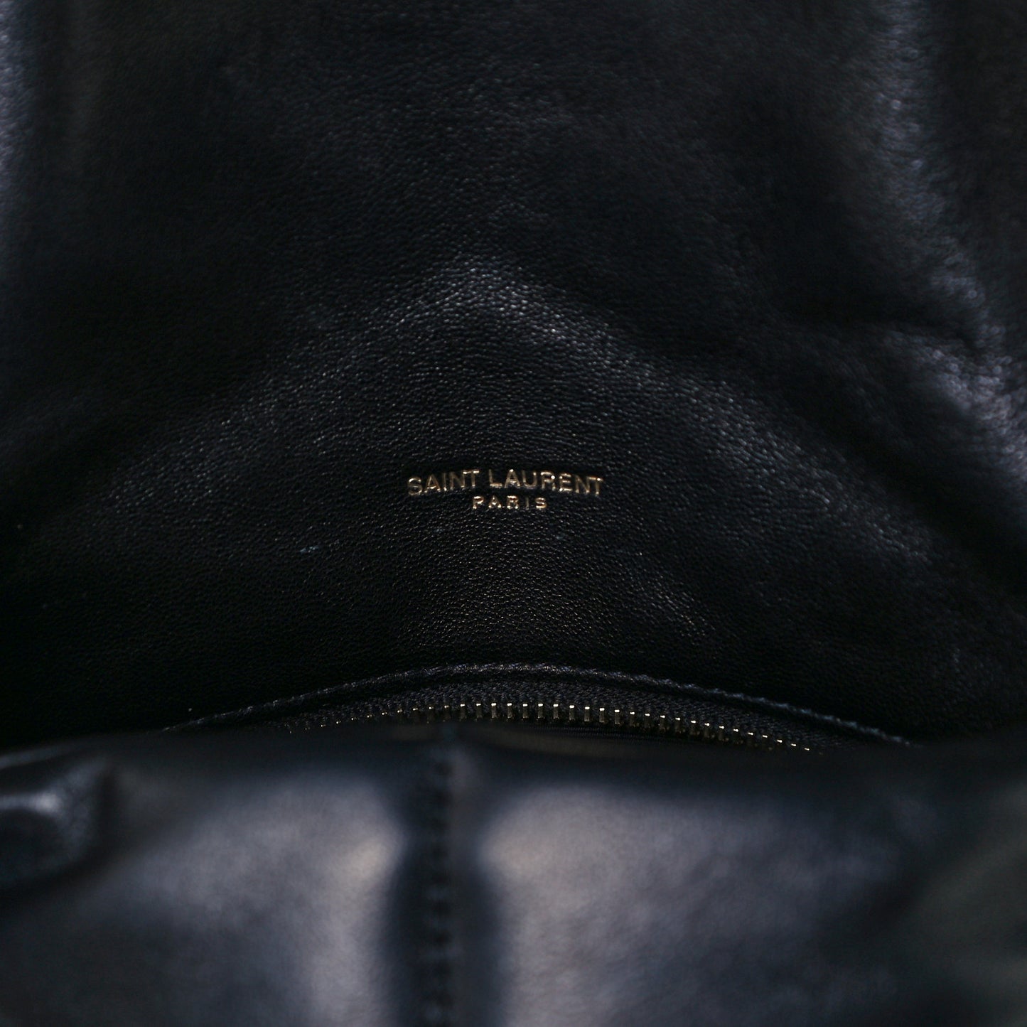 Lambskin Quilted Small Loulou Puffer Monogram Chain Satchel Black