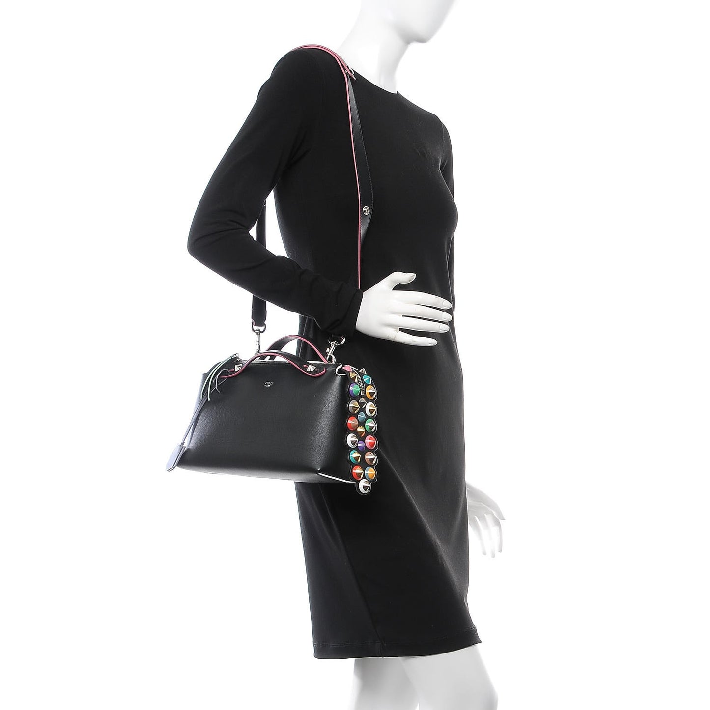 Vitello Dolce Croc Tail Studded Medium By The Way Boston Bag Black Multicolor