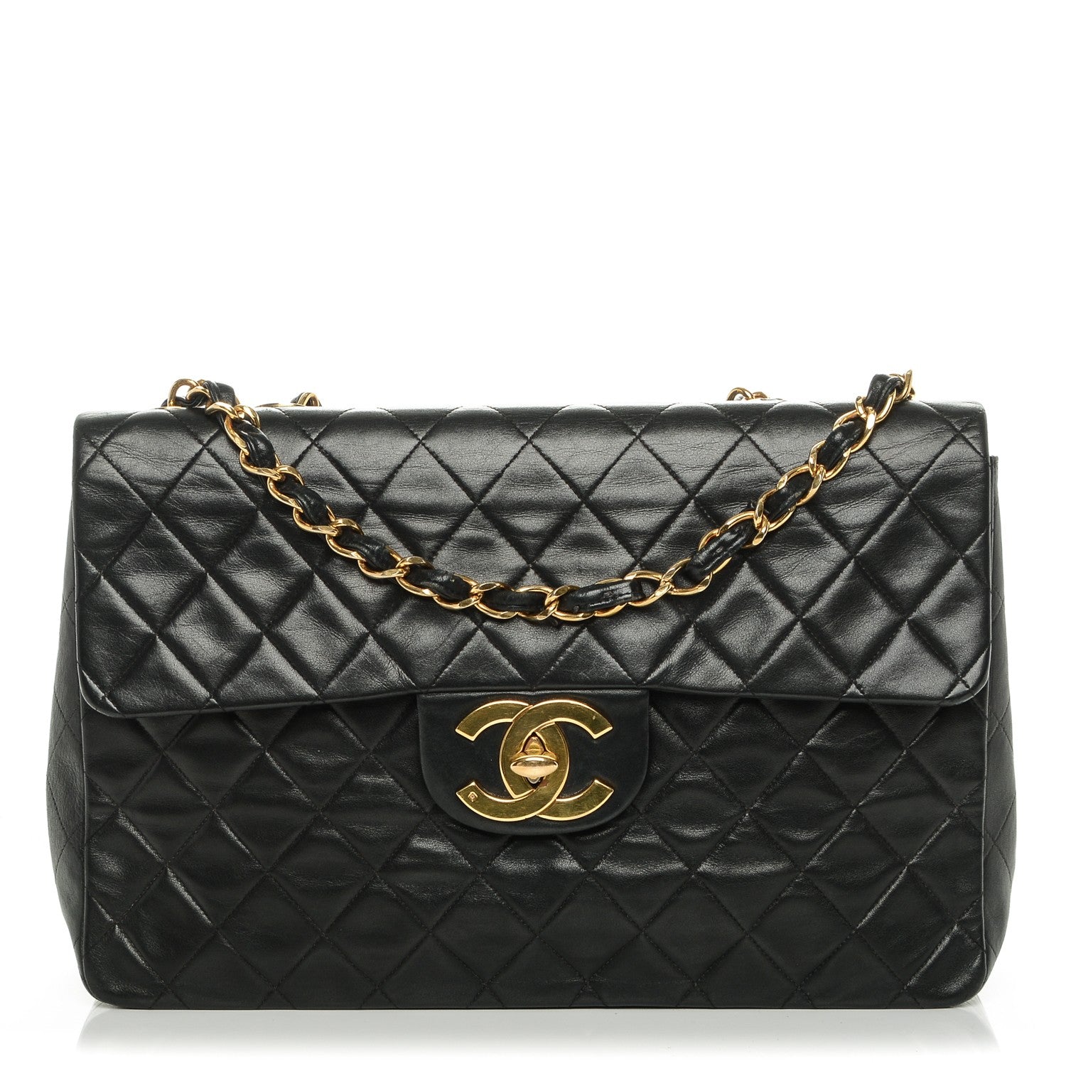 Chanel Lambskin Quilted XL Jumbo Single Flap Black 1 of 8