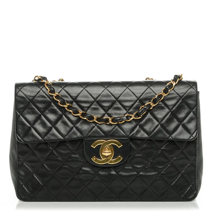 Chanel Lambskin Quilted XL Jumbo Single Flap Black 1 of 8