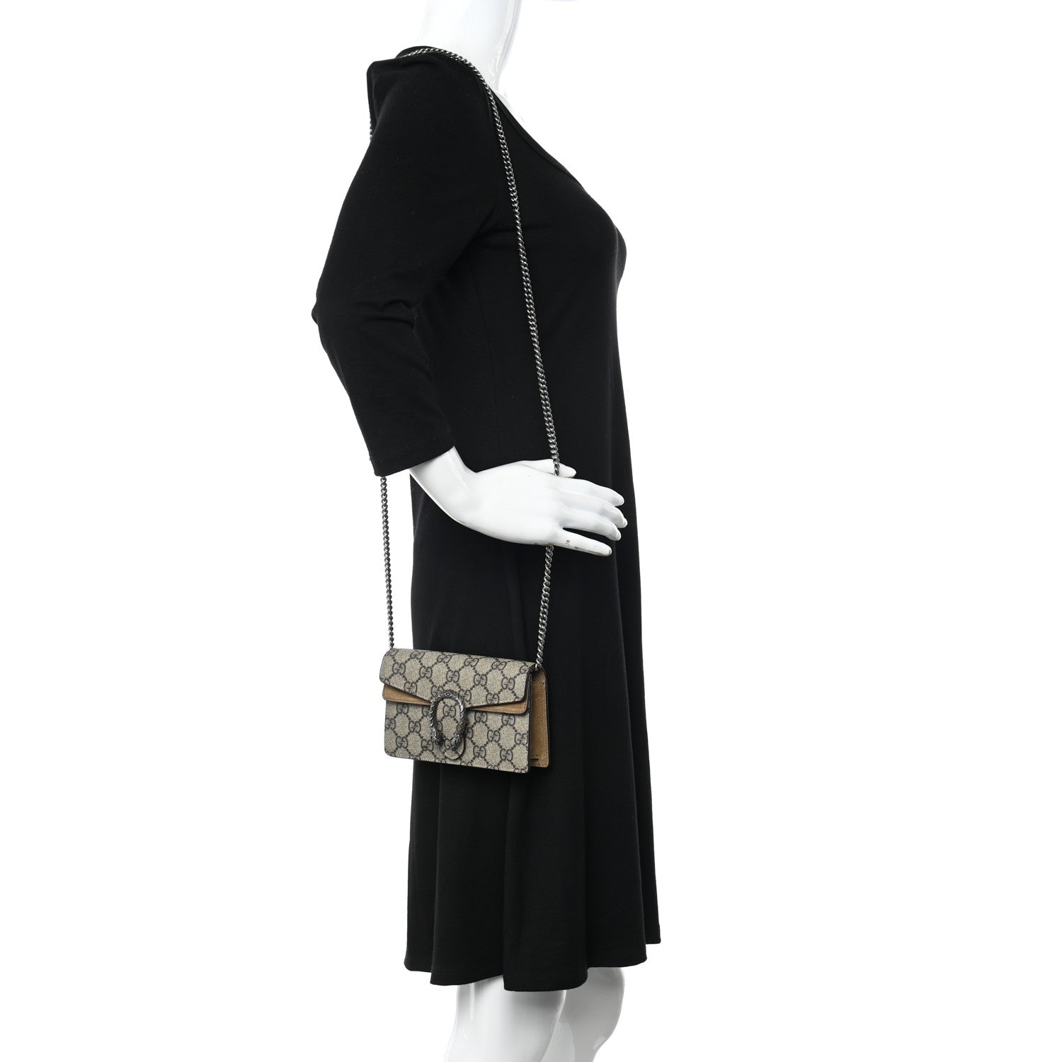 Gucci GG Supreme Monogram Super Mini Dionysus Shoulder Bag Taupe 2 of 12