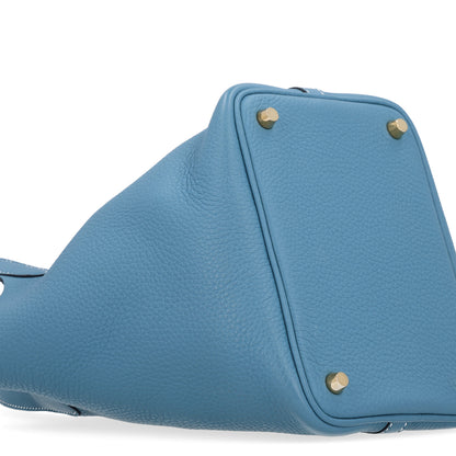 Hermes Taurillon Clemence Picotin Lock 18 PM New Blue Jean 9 of 10