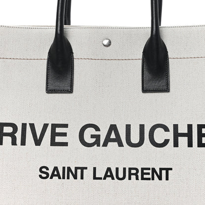 Saint Laurent Linen Calfskin Rive Gauche Tote Greggio Natural 8 of 10