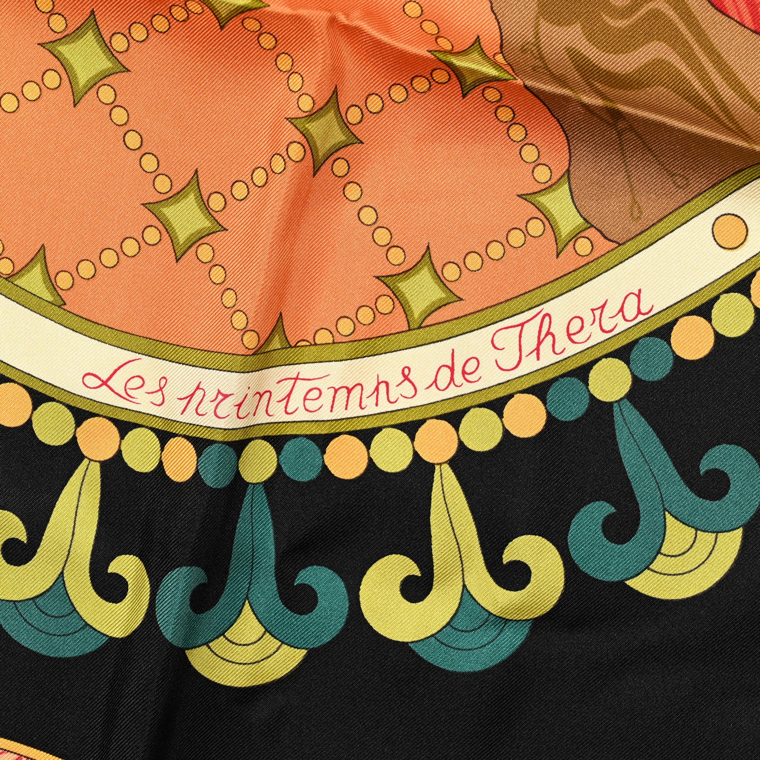 Hermes Silk Les Printemps de Thera Scarf 90 Black 3 of 7
