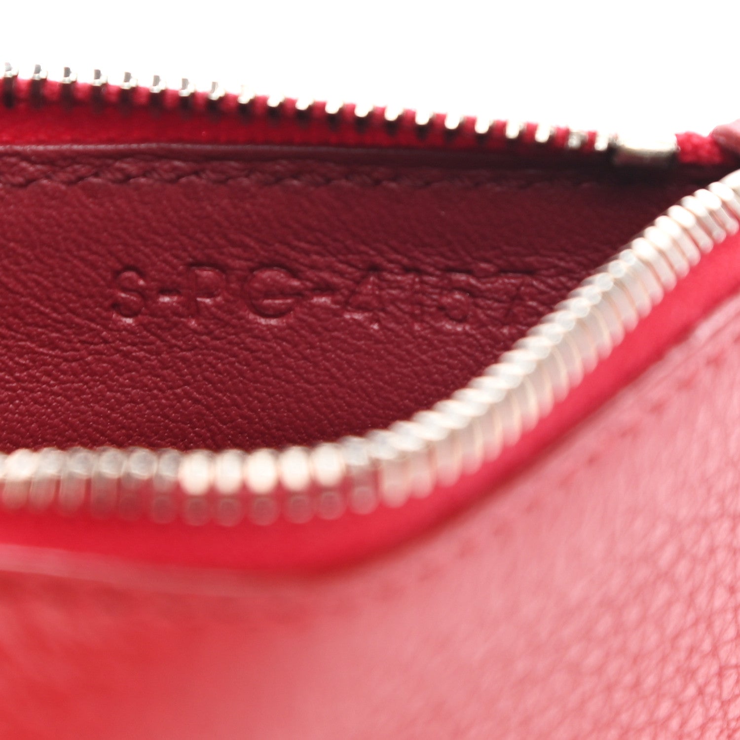 Celine Grained Calfskin Zipped Card Holder Red 9 of 10