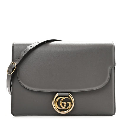 Gucci Textured Calfskin Medium Torchon GG Ring Shoulder Bag Grey 1 of 10