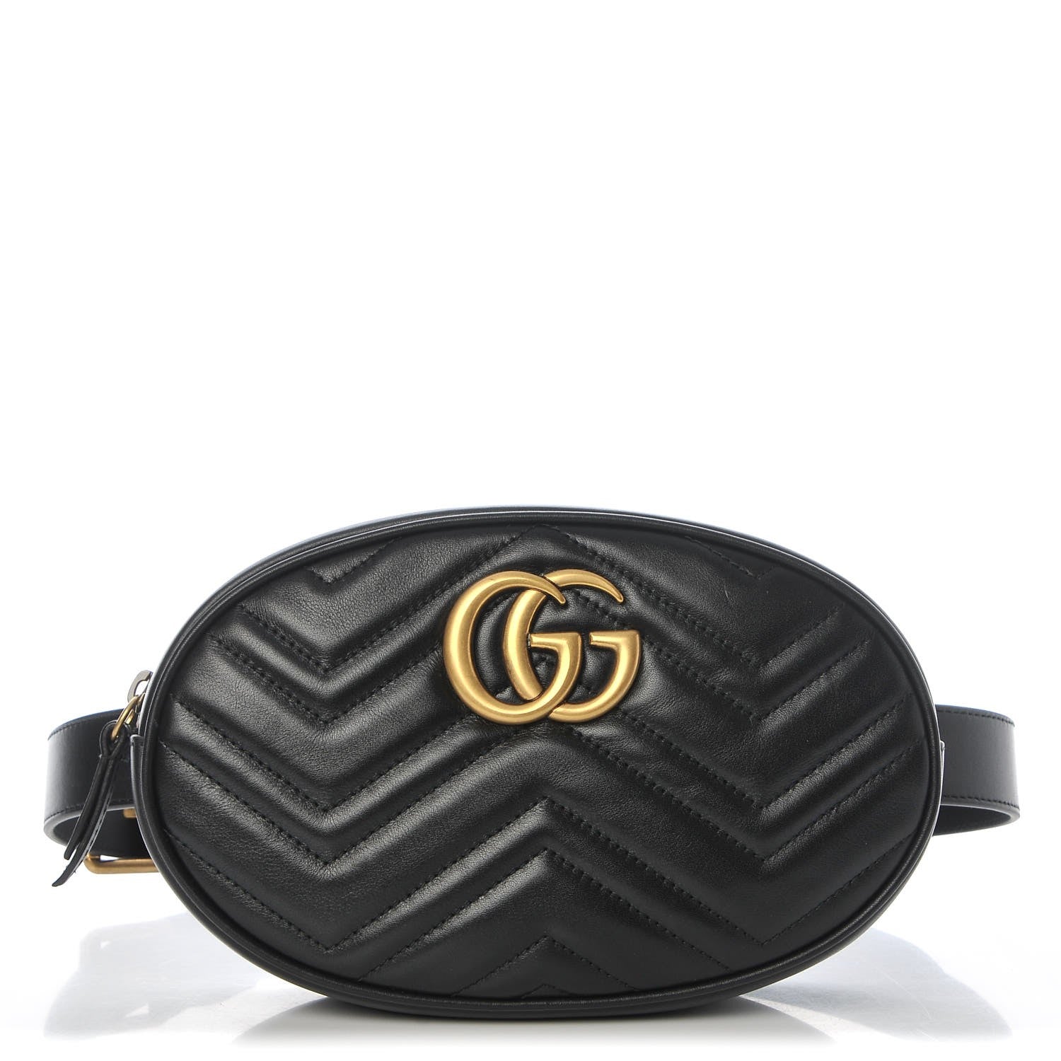 Gucci Calfskin Matelasse GG Marmont Belt Bag 85 34 Black 1 of 7