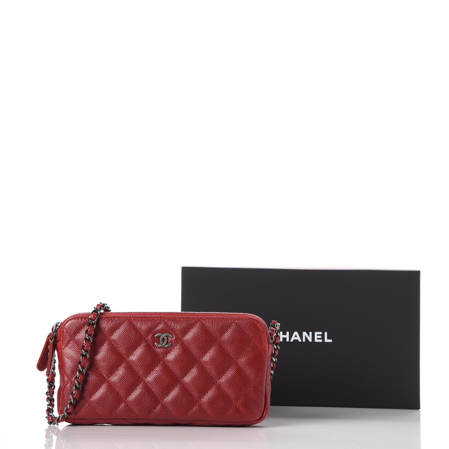 Chanel Caviar Quilted Small Clutch With Chain Red 11 of 11