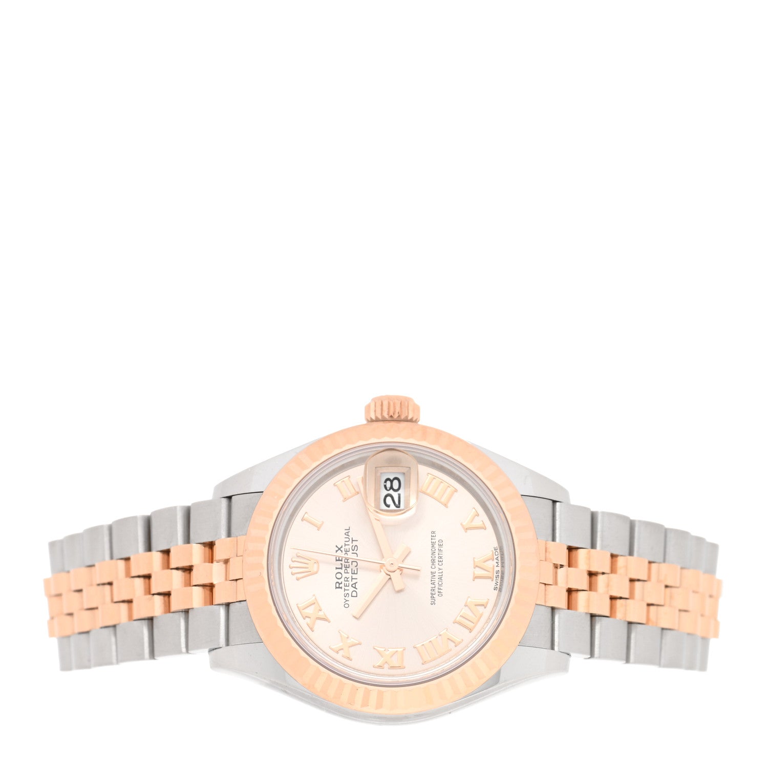 Rolex Stainless Steel 18K Everose Gold 28mm Oyster Perpetual Datejust Watch Silver Roman 279171 2 of 5