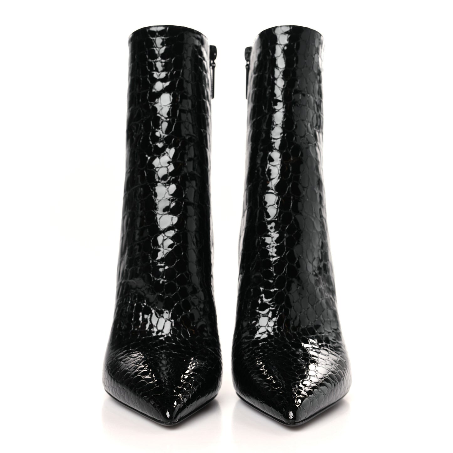 Alligator Embossed Patent Calfskin Opyum 110 Ankle Boots 39 Black