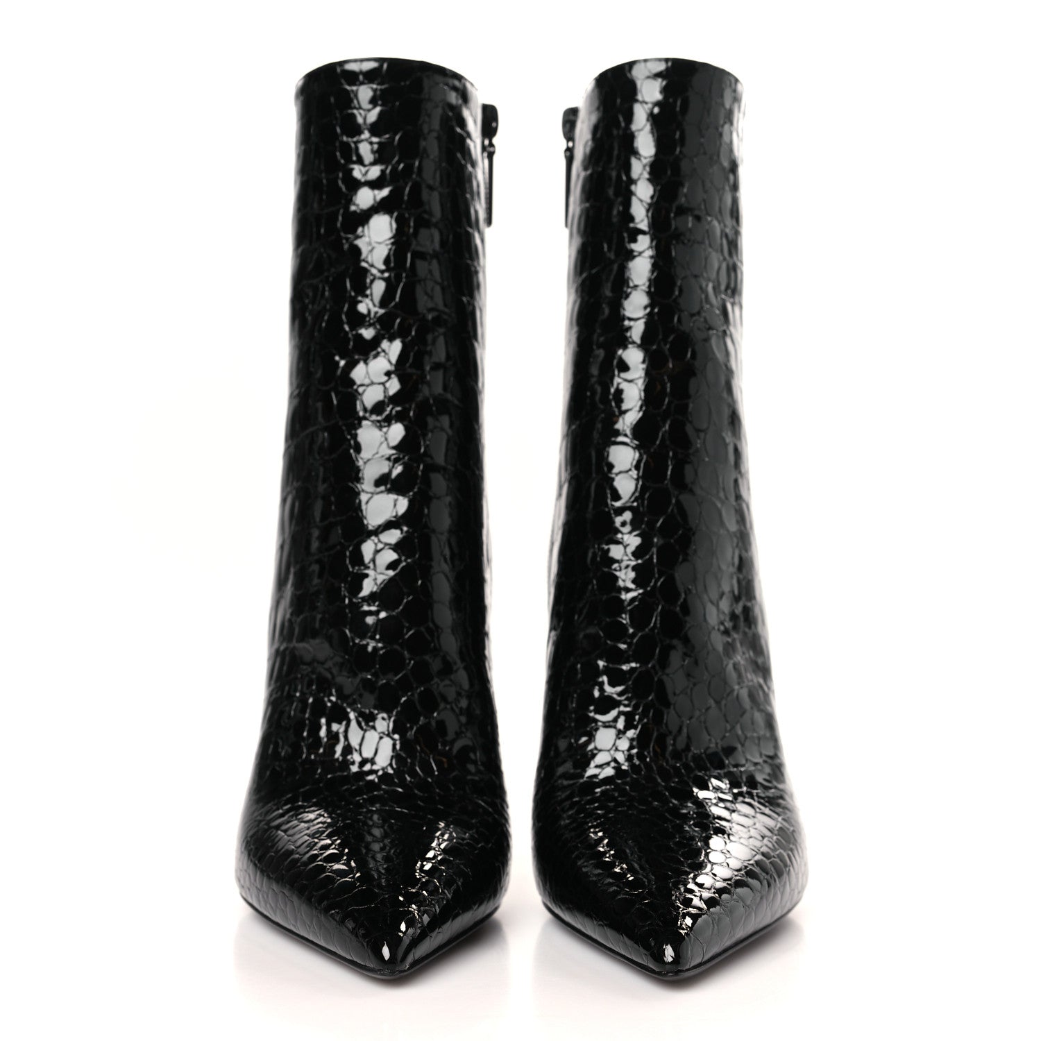 Saint Laurent Alligator Embossed Patent Calfskin Opyum 110 Ankle Boots 39 Black 2 of 10