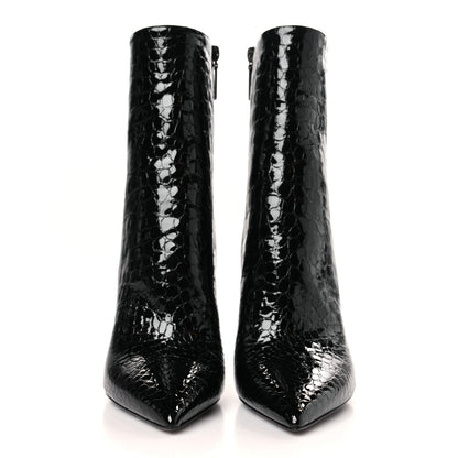 Saint Laurent Alligator Embossed Patent Calfskin Opyum 110 Ankle Boots 39 Black 2 of 10