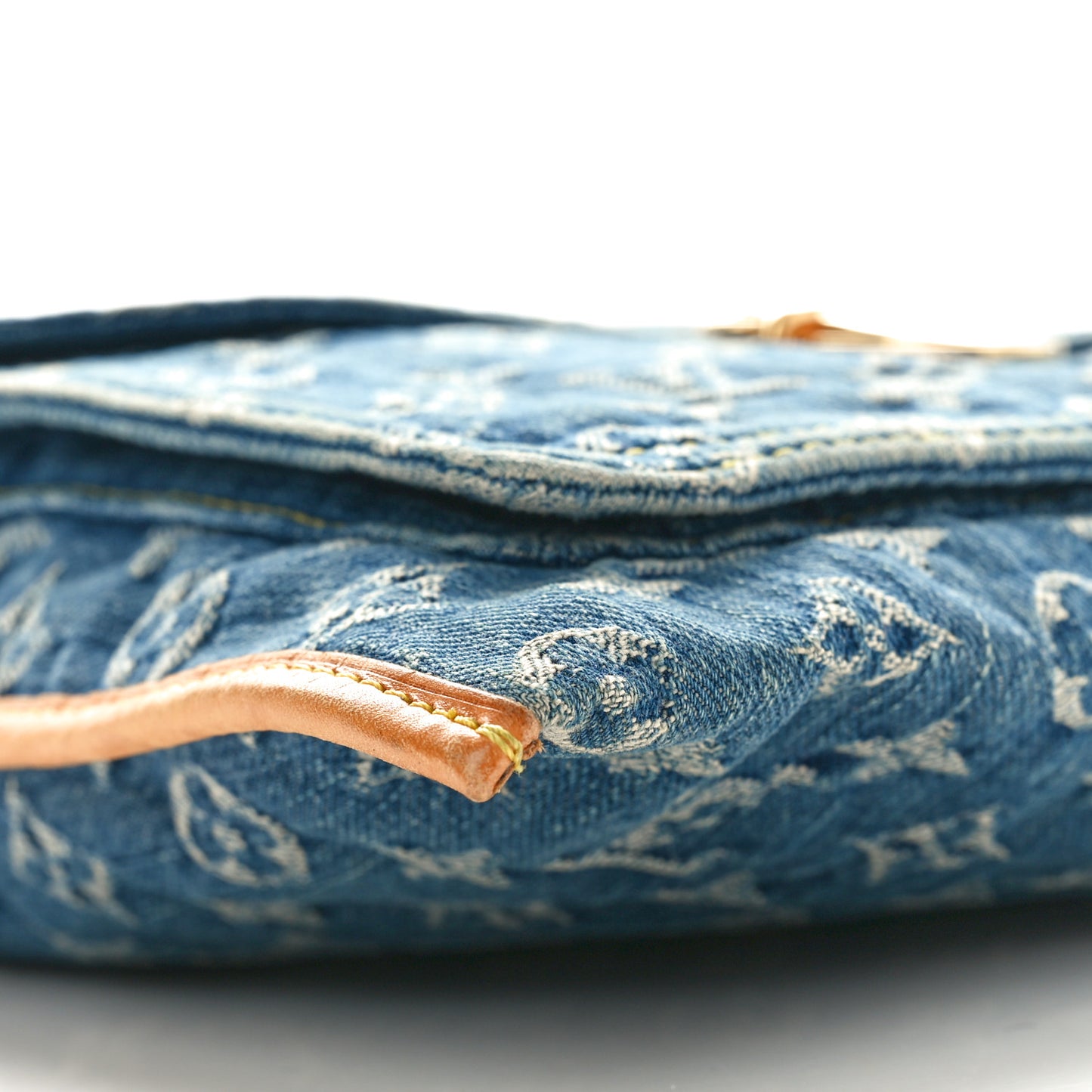 Monogram Denim Sac Plat Blue