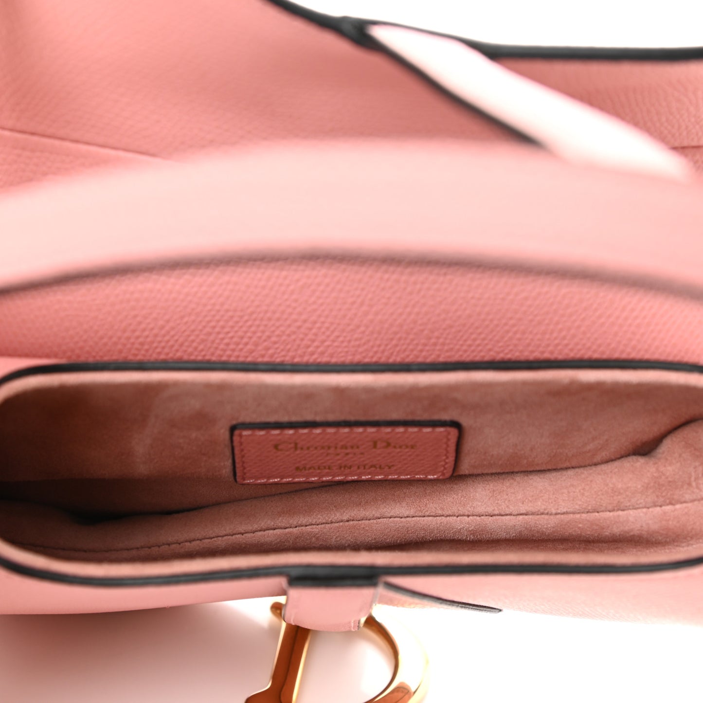 Grained Calfskin Mini Saddle Bag Pink