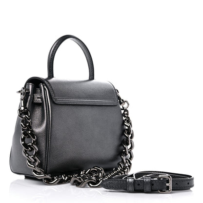 Versace Metallic Grained Calfskin Medusa Small Top Handle Handbag Gunmetal 2 of 8