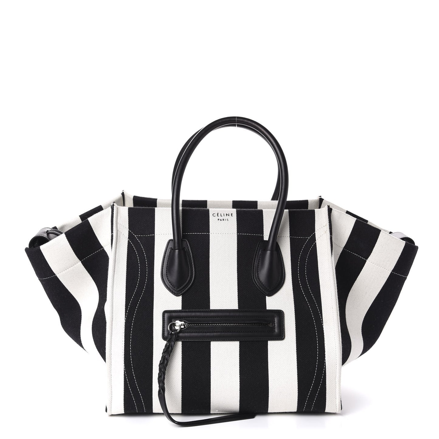 Cotton Canvas Striped Medium Phantom Luggage White Black