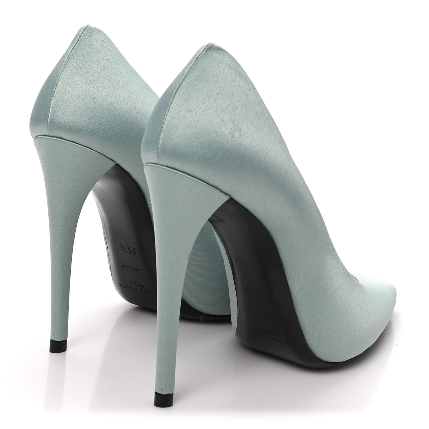 Saint Laurent Satin Crepe Monceau 110 Pumps 36.5 36.5 Light Green 5 of 8