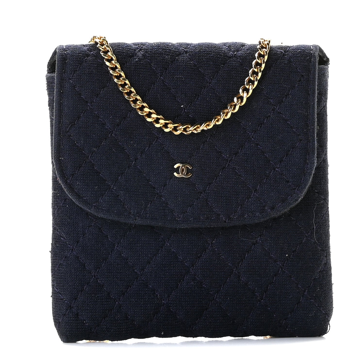 Chanel Jersey Quilted Micro Flap Bag Navy 1 of 9