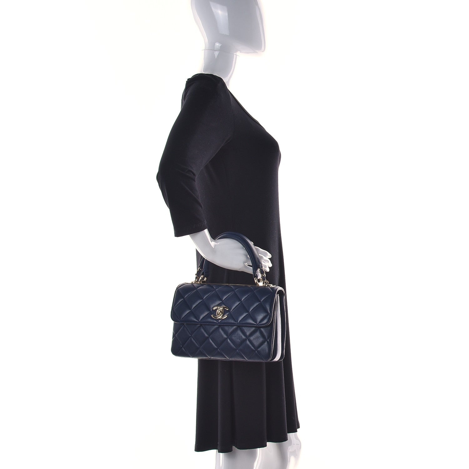 Chanel Lambskin Quilted Small Trendy CC Dual Handle Flap Bag Navy 3 of 10