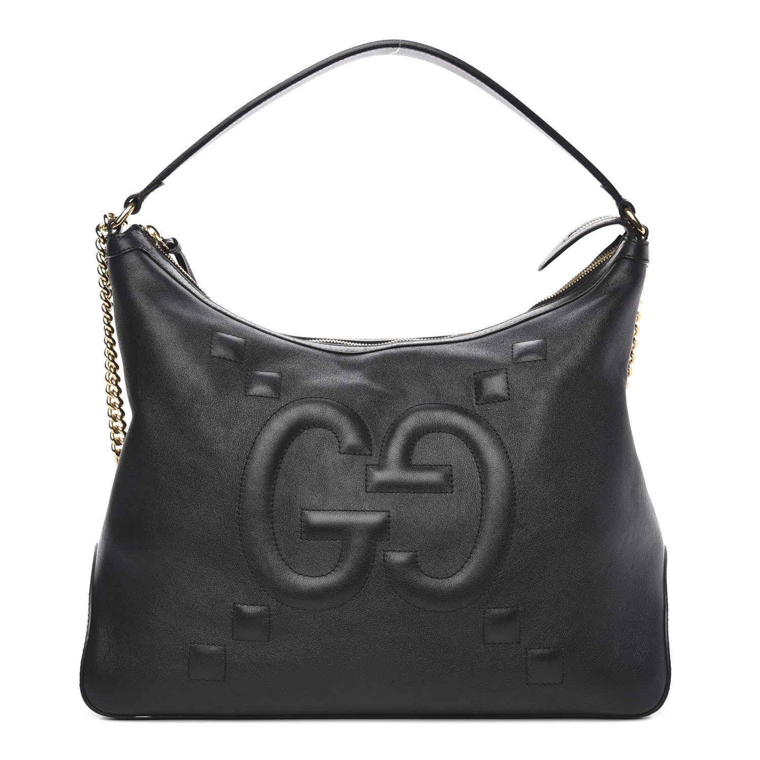 Gucci Apollo Calfskin GG Dadini Embroidered Large Hobo Black 1 of 16