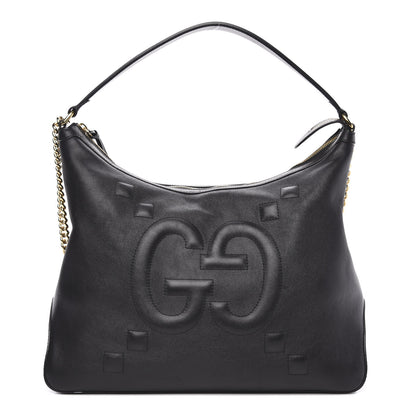 Gucci Apollo Calfskin GG Dadini Embroidered Large Hobo Black 1 of 16