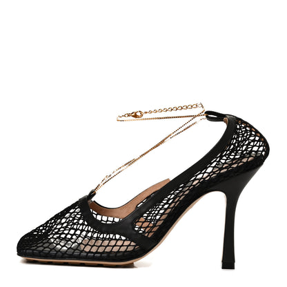 Bottega Veneta Mesh Nappa Chunky Chain Sandals 40 Black 1 of 11