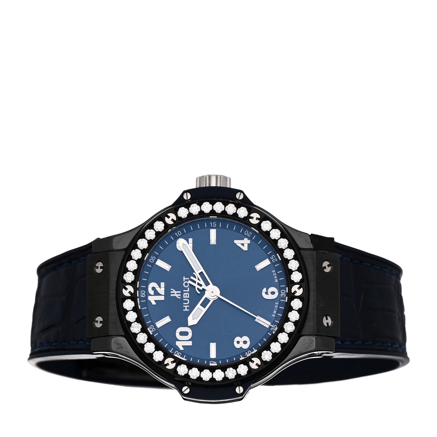 Ceramic Alligator Diamond 38mm Big Bang Quartz Watch Blue 361.CM.7170.LR.1204