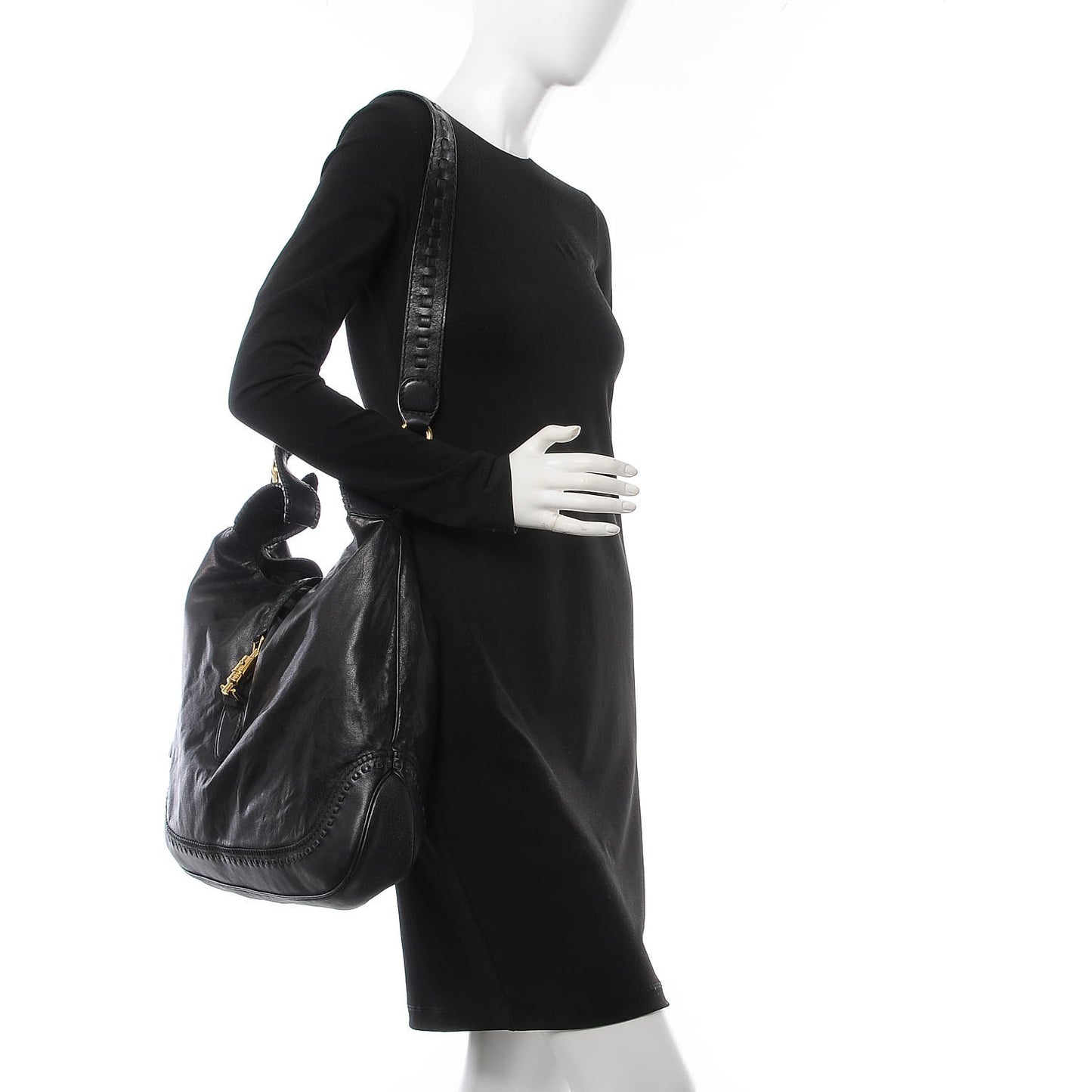 Calfskin Large New Jackie Hobo Black