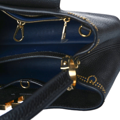 Louis Vuitton Taurillon Flower Capucines PM Black Blue 4 of 9
