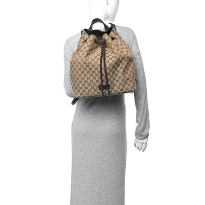 Gucci Monogram Dollar Calfskin O Drawstring Backpack Beige Ebony Testa di Moro Dark Chocolate 2 of 12