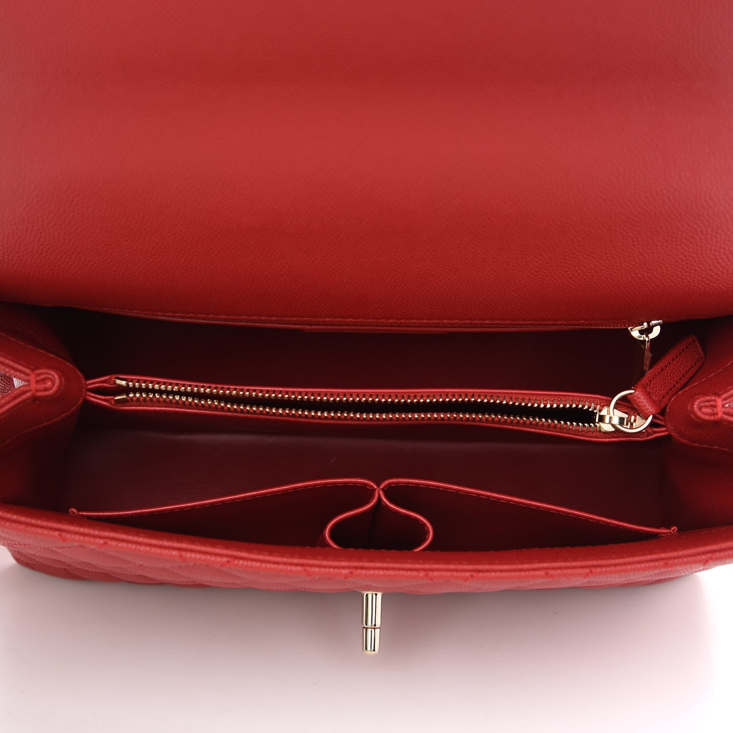 Chanel Caviar Quilted Small Coco Handle Flap Red 5 of 9