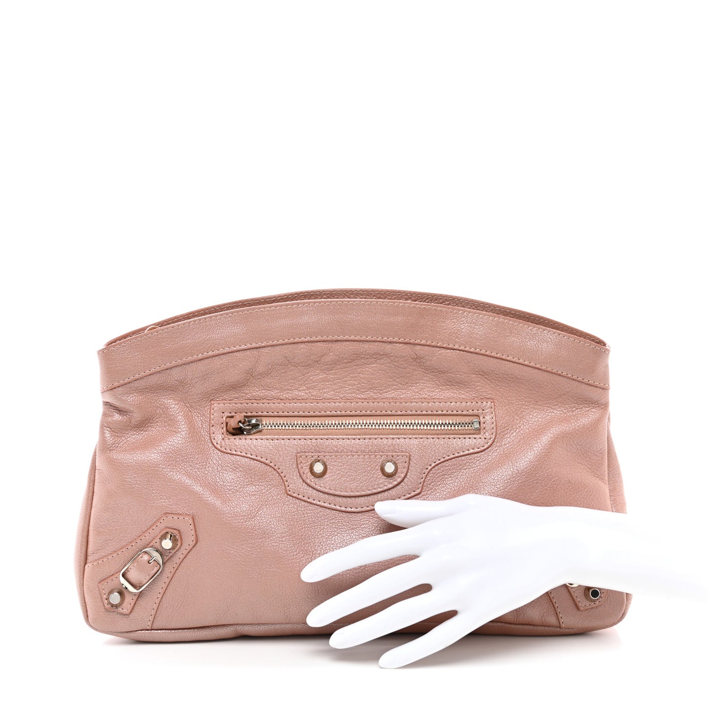 Chevre Classic Silver Hardware Premier Clutch Rose
