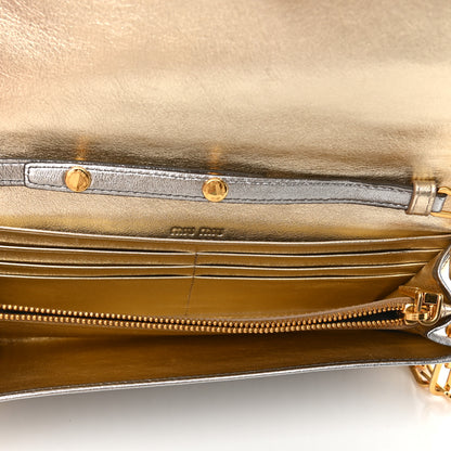 Miu Miu Metallic Nappa Matelasse Wallet On Chain Silver 5 of 10