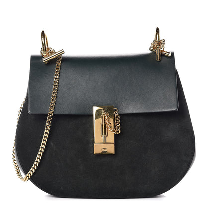 Chloe Suede Smooth Calfskin Drew Shoulder Bag Intense Green 1 of 9